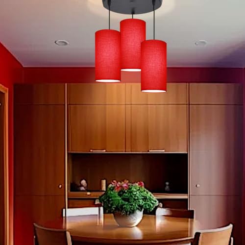 Image of Hanging 3 Lights for Dining Table | Red Hanging Lights for Living Room Set of 3 | Cluster 3 Hanging Light for Ceiling