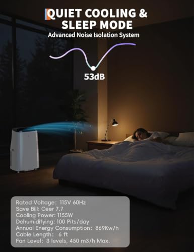 Image of Garvee 14,000 BTU Portable Air Conditioner, 9,300 BTU SACC 3-in-1 AC Unit | for Rooms Up to 750 Sq. Ft., Cooling, Dehumidifier & Fan, Remote Control, 24H Timer, Sleep Mode, Window Vent Kit