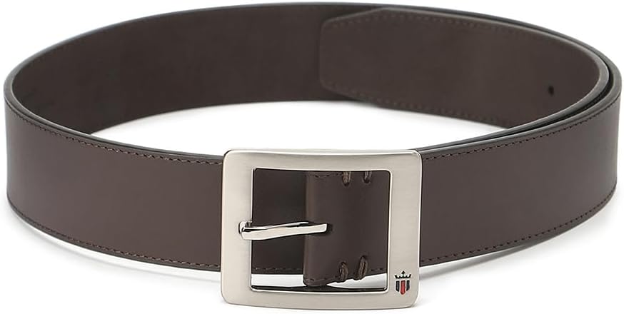 Louis Philippe Men Solid Casual Premium Leather with Brush Nickel Buckle Belt