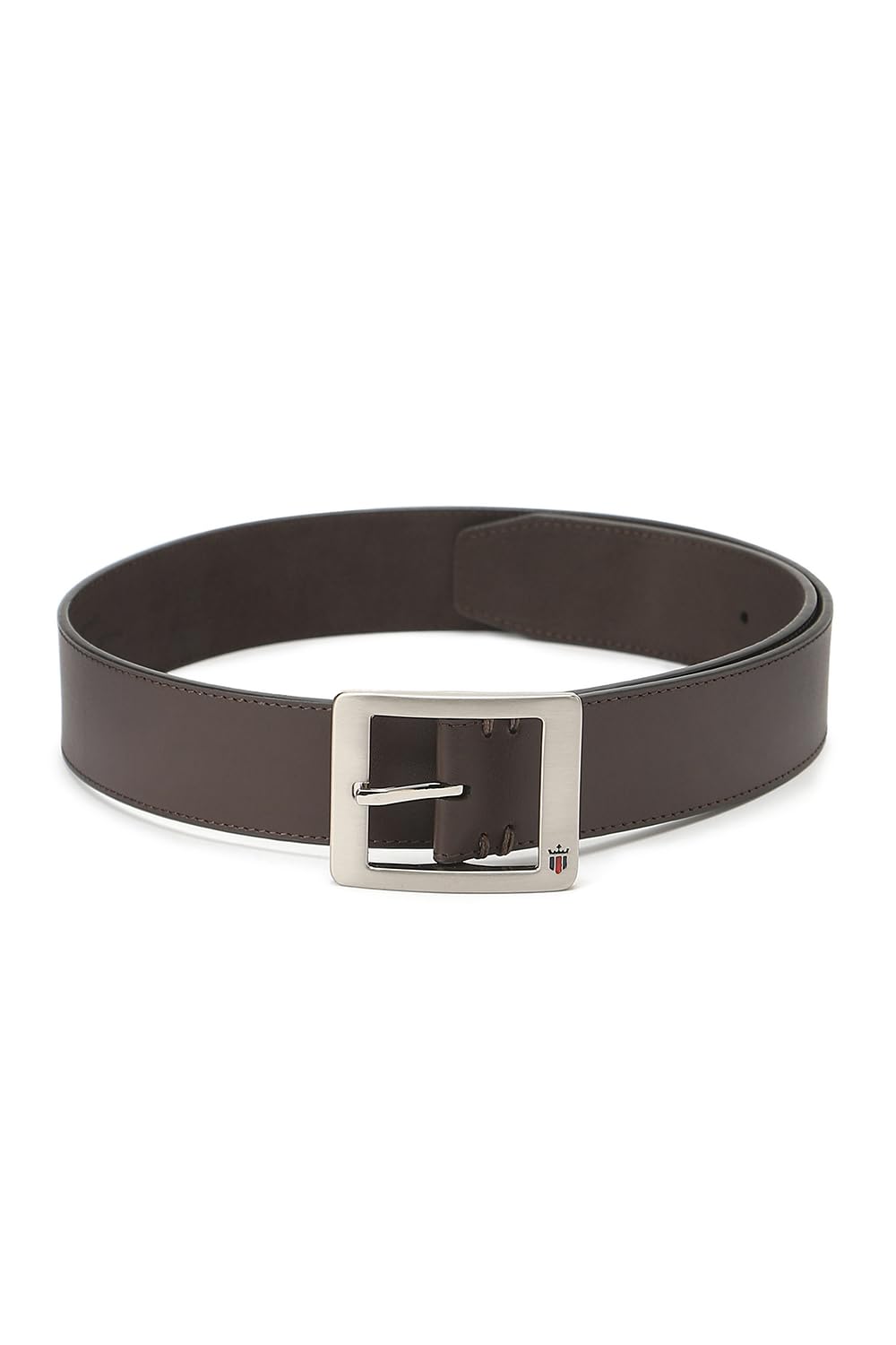 Louis Philippe Men Solid Casual Premium Leather with Brush Nickel Buckle Belt