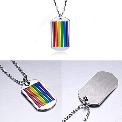 Rainbow Femmes Pendentif Collier Collier Arc en Ciel Collier Homme en Acier Inoxydable Collier Tag Personnalisé Hommes Plaque Arc en Ciel Pendentif Lgbt Pendentif Arc-en-Ciel Rainbow Pendentif, Acier – vue 4