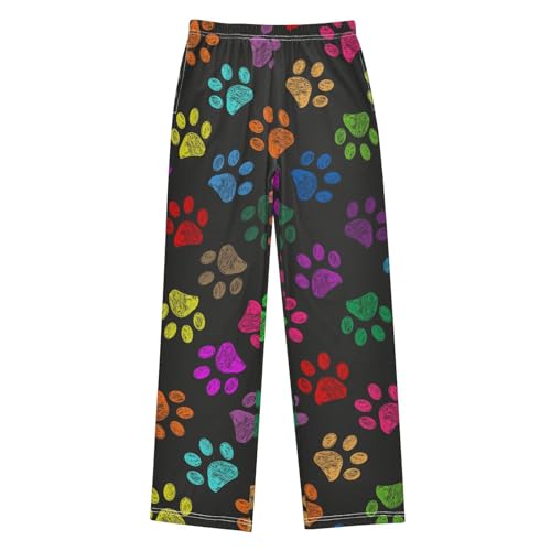 Boys' Pants Colorful Dog Paws Long Bottoms Jogger Pants Elastic Waist Trousers with Pockets S-XL