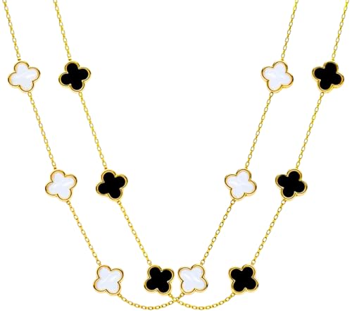 2 PC Set I 18K Gold Plated Four Leaf Clover Necklace I Dainty Clover Necklaces For Women I Mothers Day Gift I Anniversary I Wedding I Occasion