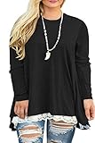 Women's Plus Size Tunics Long Sleeve Lace Swing Tunic Shirt Tops Black 24W