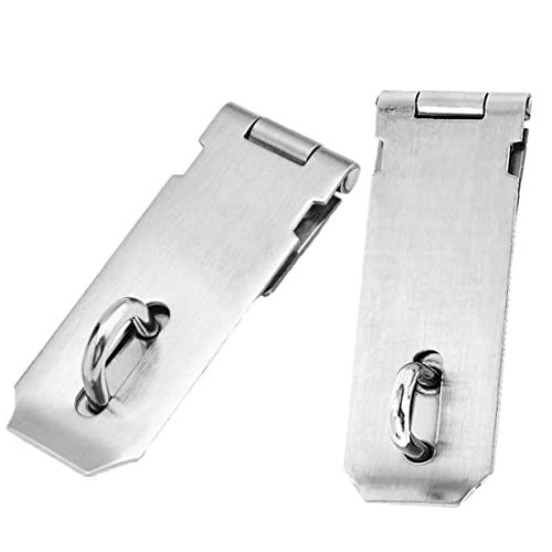 Image of 2 Pack Door Locks Hasp Latch,Stainless Steel Safety Packlock Clasp Hasp Lock Latch,Extra Thick Gate Lock Hasp with Screws Brushed Finish for Small Doors, Cabinets and More (3IN)