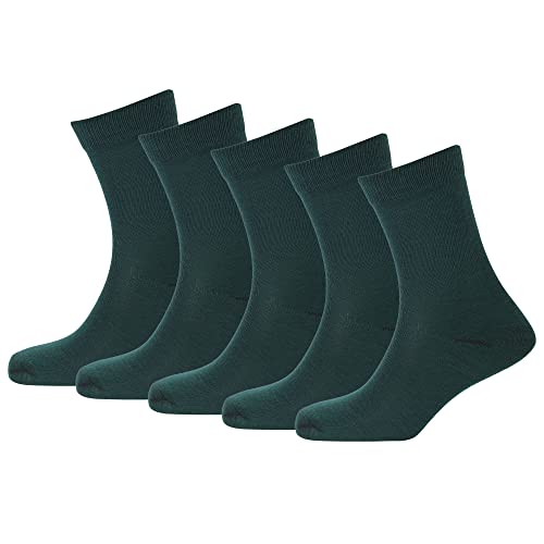 Image of Boys & Girls Bottle Green Calf Length Cotton School Socks (Pack of 5 Pairs)