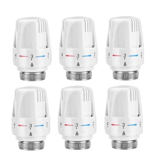 Tête de radiateur thermostatique M30 x 1,5 - Valve de contrôle de la température - Valve de chaleur automatique standard - Système de chauffage à tête fixe pour la maison et le bureau - Blanc (6)