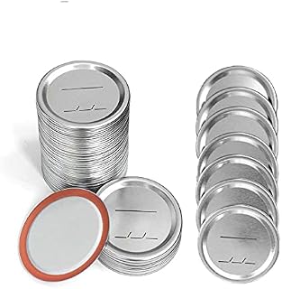 SHAREMI 48PCS Canning Lids for Ball, Kerr Jars, Mason Jar - Regular Mouth Jar Lids for Food Storage with Leak proof & Airtight Seal Features 70mm (Sliver) (2227983)