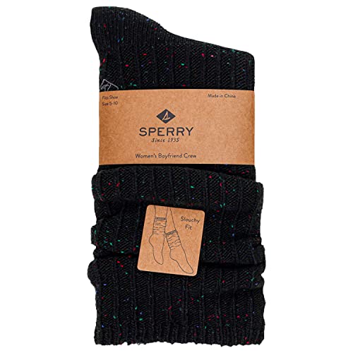 Image of Sperry Women's Soft Boyfriend Boot Crew Socks - 1 Pair Pack - Soft Acrylic Socks for Sneakers, Boots, Lounge