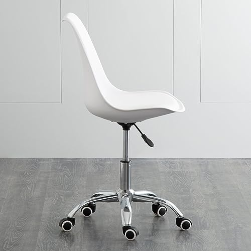 Image of Amazon Brand - Umi Height-Adjustable Modern Revolving Rotary Arm Office Study Desk Chair - Ideal for Spa, Bar, Home - White Color
