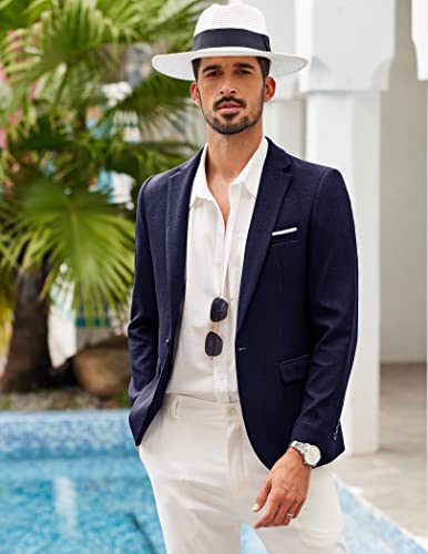 COOFANDY Men's Blazer Casual Sport Coats Slim Fit One Button Suit Jacket Lightweight Sports Jacket (Navy Blue M)2