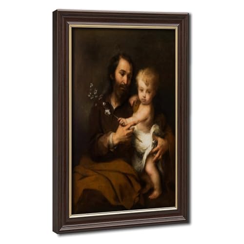 Saint Joseph et bébé Jésus impression sur toile WCYB pour décoration murale 20x30 cm