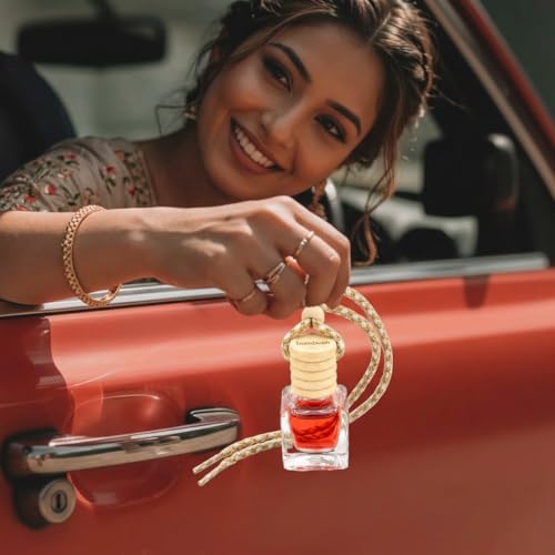 Image of Saffron Drift Car Air Freshener Hanging Perfume | Premium Lasting Car Fragrance | Bergamot, Pineapple, Jasmine, Rose & Musk Aroma | Luxury Car Perfume for Car, SUV, Office & Home | 10ml