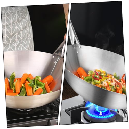 Wok redondo con mango y fondo redondo de acero inoxidable miniatura 5
