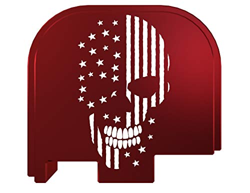 Rowe Tactical Rear Slide Cover Plate for Glock - Red American Flag Skull - for Glock 43-43x-48