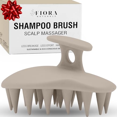 Fiora Naturals Scalp Massager Shampoo Brush - Silicon Scalp Scrubber & Exfoliator for Dandruff Removal and Hair Growth, Scalp Brush for Wet & Dry Hair, Shampoo Brush for Men, Women, Kids - BPA Free