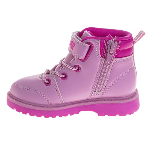 Josmo Minnie Mouse Boots for Girls MidCalf Zipper and Strap Closure - Minnie Workboot Construction Boot Trekking Walking Hiking Climbing (Sizes: 7-10 Toddler / 11-12 Little Kid)2
