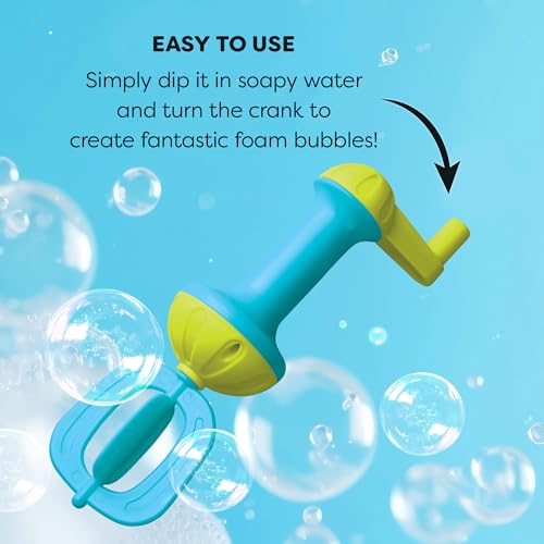 Image of HABA Toddler Bath Toys: Bubble Bath Kids Whisk - for Kids' Sensory Play, Motor Skills, and Bath Time Fun, Blue