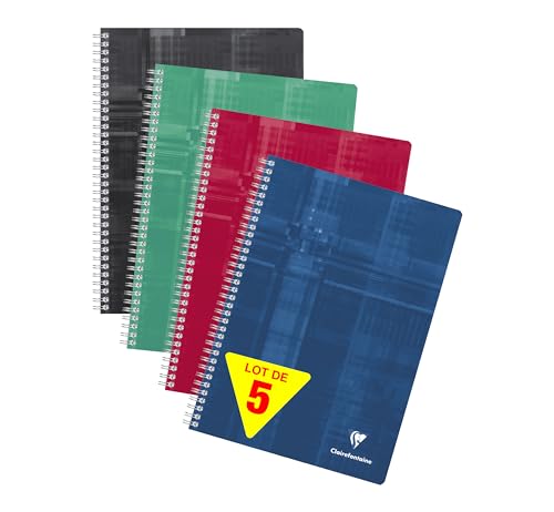 Cahiers à spirale Clairefontaine A4 petits carreaux | Lot de 5