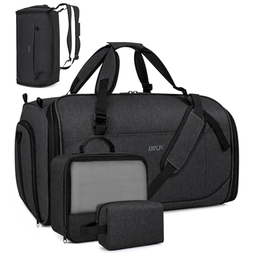 Convertible Garment Bags for Travel - Carry on Garment Duffle Bag with Backpack Straps for Men Women, 4 in 1 Large Travel Duffel Bags with Shoes Compartment Hanging Suit Dress Weekender Bag 3pcs Set