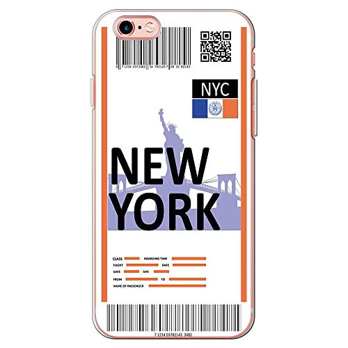 Movilshop Funda para [ iPhone 6 / 6S ] Billete de Avión [ New York ] de Silicona Flexible Transparente Carcasa Case Cover Gel para Smartphone Cover