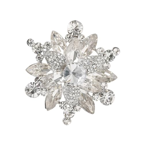 Delicate Florals Crystals Brooch Alloy Accessory for Weddings Parties Secure Fastening Long Time Wear Crystals Flower Brooch