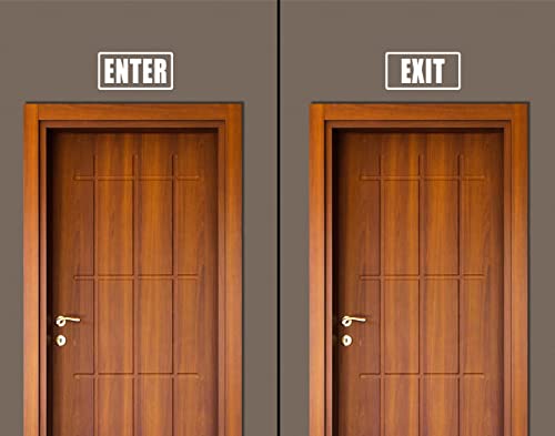 Image of WSQ Enter Exit Door Sign - Transparent Vinyl Window & Door Sticker, White Print, Peel and Stick, UV Protected, 7 Inch Office Business Entrance Exit Sign
