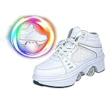Doble Rodillo Zapatos De Skate Zapatos Invisible De Polea De Zapatos Zapatillas De Deporte Luz Zapatos con Luces LED de Colores Zapatos Multiusos, niños Zapatos con Ruedas,38