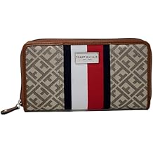 Tommy Hilfiger Womens Logo Zip Around Wallet Clutch Bag - Khaki