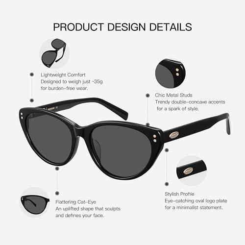 Image of Vintage Cat Eye Sunglasses Trendy Acetate ShadesUV400, Exclusive Brand of EssilorLuxottica