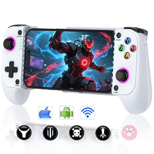 Phone Controller for iPhone/Android - Mobile Gaming Controller with Hall Effect Joystick, Phone Case Support, Turbo Function, Dual Vibration- Phone Controller Compatible with More Games