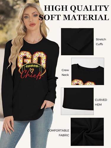 Football Shirts for Women Game Day T-Shirts Touchdown Printed Shirt Casual Football Season Long Sleeve Shirt2