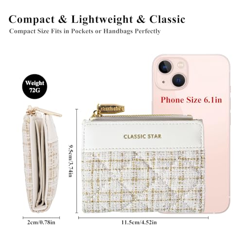 LJCZKA Women Wallets Card Holder, Small Bifold RFID Blocking Purse, Cute Short Pocket Wallet for Women, Girls, Ladies (White)2