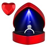 Caja de anillo con luz LED en forma de corazón, estuche para anillo de compromiso con iluminación automática, Forma de corazón con luz LED, Caja regalo joyería roja para propuesta de boda San Valentín