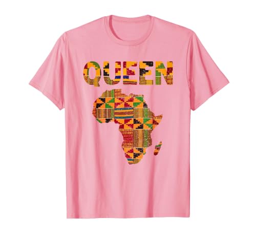 Cool African Queen Art Kente Cloth Africa Ghana Kids Women T-Shirt, Men, Pink, Medium