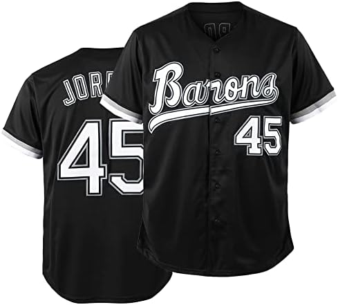 Tocament 90s Outfit for Men and Women,Barons #45 Unisex Hip Hop Clothes,Baseball Jersey Shirts for Party Baseball Gift Black 3XL