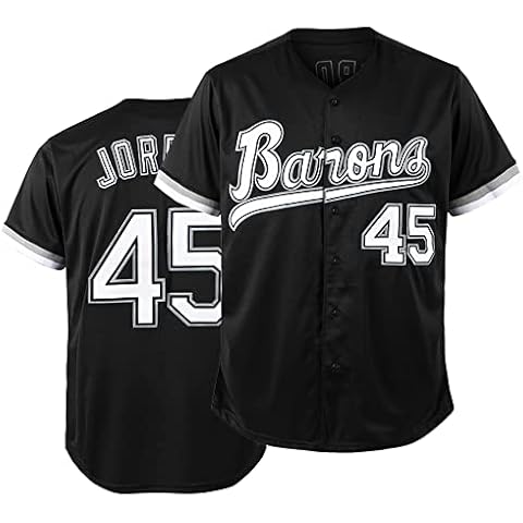 Tocament 90s Outfit for Men and Women,Barons #45 Unisex Hip Hop Clothes,Baseball Jersey Shirts for Party Baseball Gift Black XL Cover