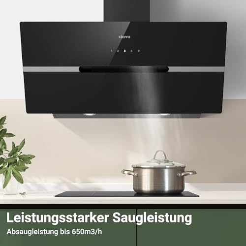 Dunstabzugshaube 90 cm Ciarra CBCB9736F Umluft mit Wi-Fi Steuerung