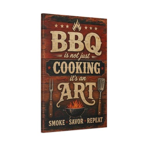 Toile canvas BBQ rouge 60x90 cm pour décoration murale de salle à manger