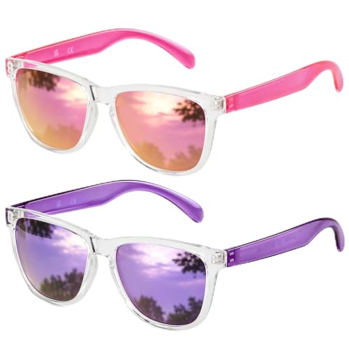 ANDWOOD Mirrored Sunglasses for Women Men UV Protection Cute