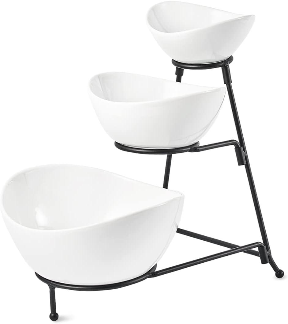 LYEOBOH 3 Tier Serving Bowls Set with Collapsible Thicker