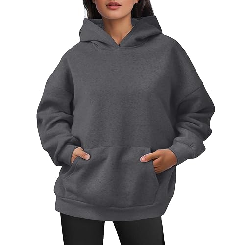 Sweat à capuche surdimensionné pour femme contre le froid avec poches douces