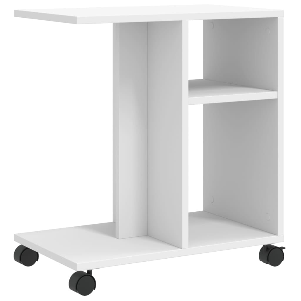 vidaXL Beistelltisch mit Rollen Weiß 50x30x55 cm Holzwerkstoff
