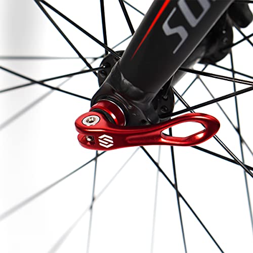 Chooee Quick Release Skewers Set delantero y trasero para bicicleta de montaña o carretera (rojo/negro) miniatura 5
