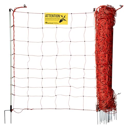 horizont Schafzaun 50 m, strongline 105 cm hoch - 14 Fiberglaspfähle mit Doppelspitze - Elektrozaun - orange - elektrischer Weidezaun für Schafe und Ziegen, Zaun zum Stecken, mobiler Zaun, Schafnetz