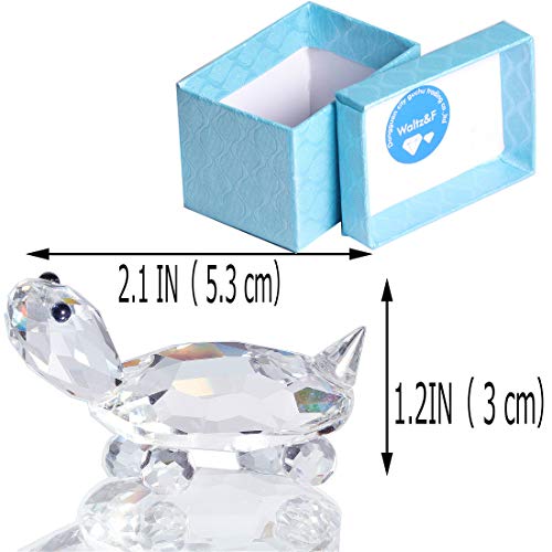 Waltz&F Small Crystal Clear Tortoise Collectible Animal Figurine Paperweight Table Decoration