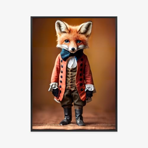 Poster renard anthropomorphe victorien pour habiller un mur vide avec un cadre noir 60x80