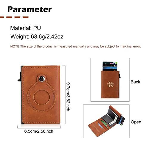 Nobelook Personalized Airtag Wallet for Men Custom Monogarm Name RFID Mens Wallet Card Holder for Air Tag with Money Clip Minimalist Pocket Wallet Gift for Father Boyfriend Husband (Caramel Colour)4