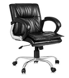 ASTRIDE Marvel Medium Back Office Chair/Study Chair [Black, Metal Chrome Base]