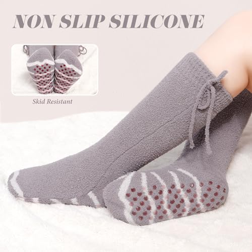 Image of Heated Slipper Socks with Grips for Women, Cozy and Warm Socks Winter Soft Fuzzy Ladies Slipper Socks Non Slip with Battery by V.Step